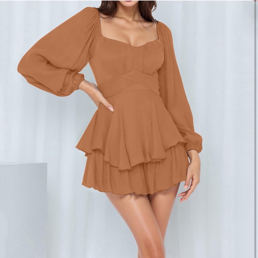 Elegant Brown Layered Dress